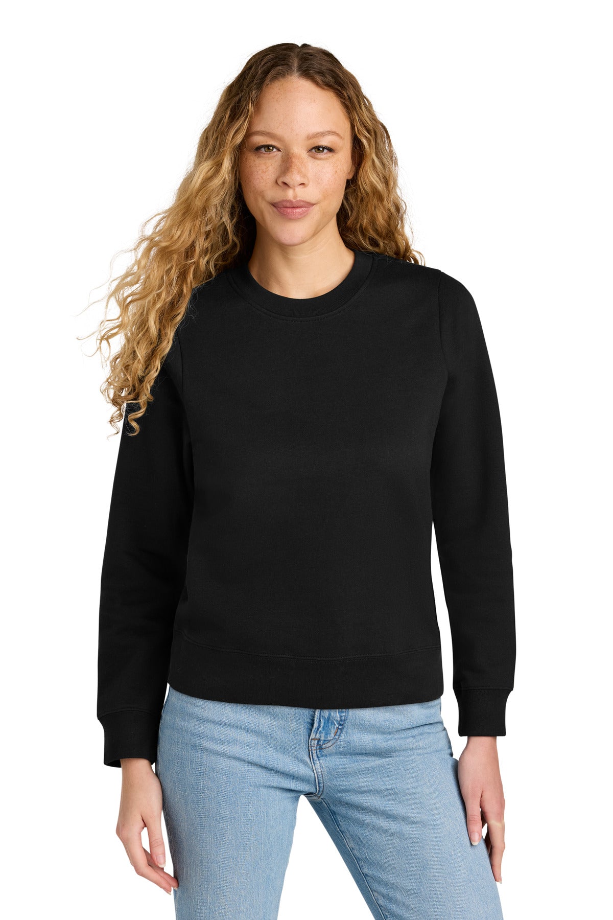 Front View of Black District Women's V.I.T. Fleece Crew DT6105 - M