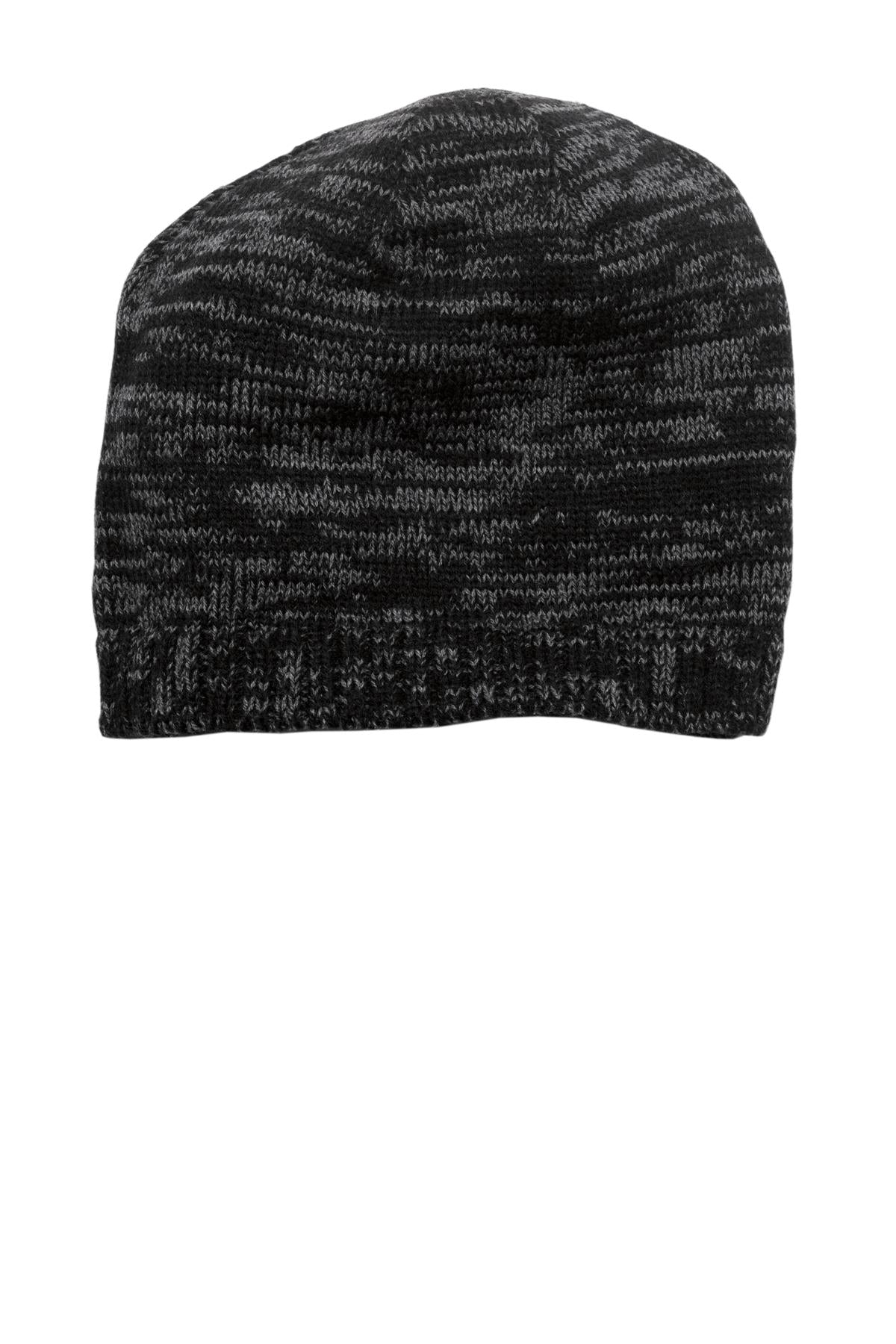 Front View of Black/Charcoal District Spaced-Dyed Beanie DT620