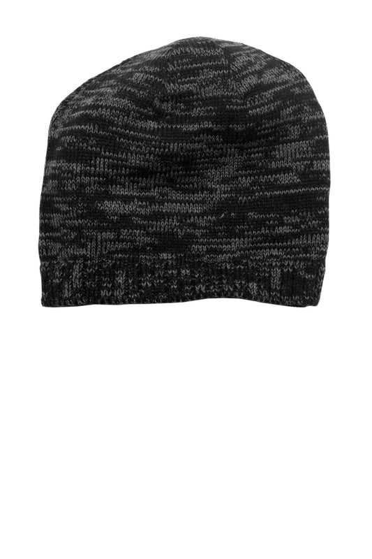 Front View of Black/Charcoal District Spaced-Dyed Beanie DT620