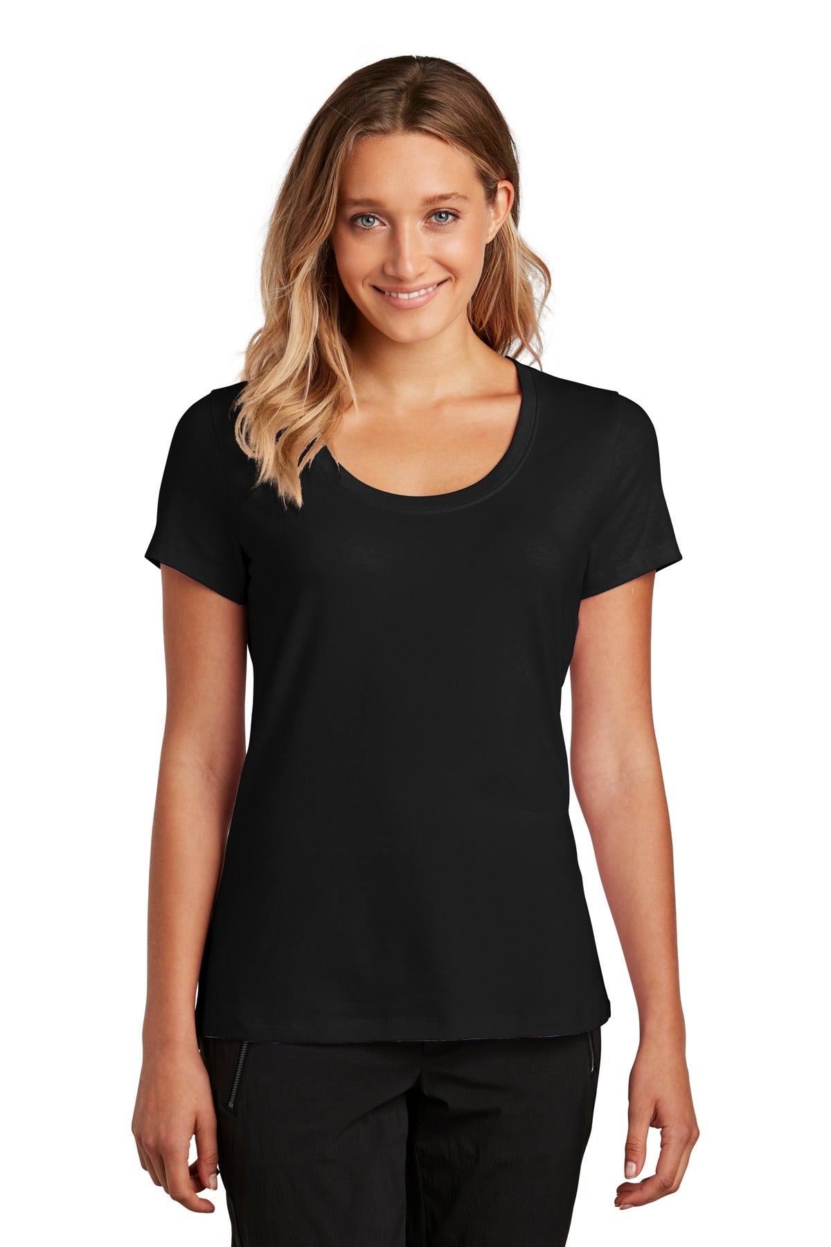 Front View of Black District Women's Flex Scoop Neck Tee DT7501 - XXL