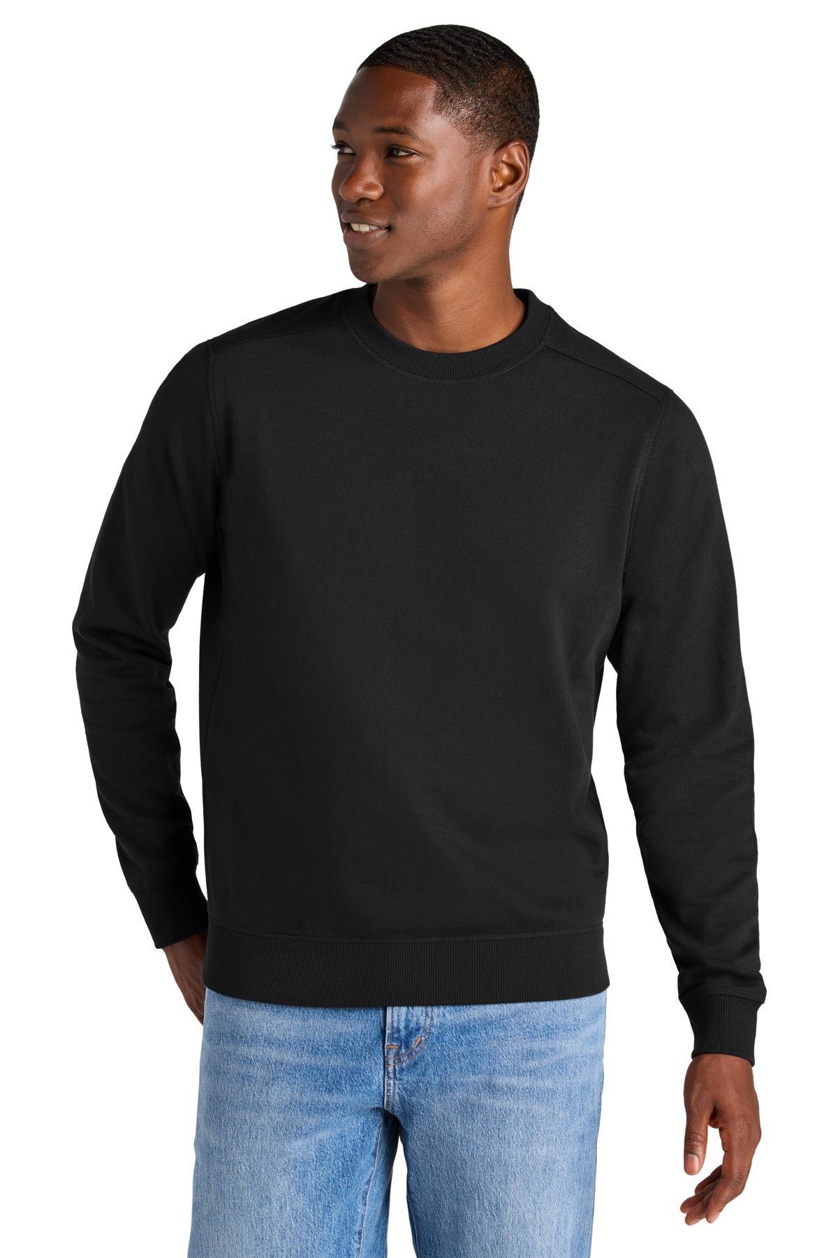 Front View of Black District Re-Fleece Crew DT8104 - XS