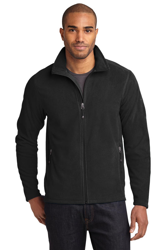 Front View of Black Eddie Bauer Full-Zip Microfleece Jacket. EB224 - XS