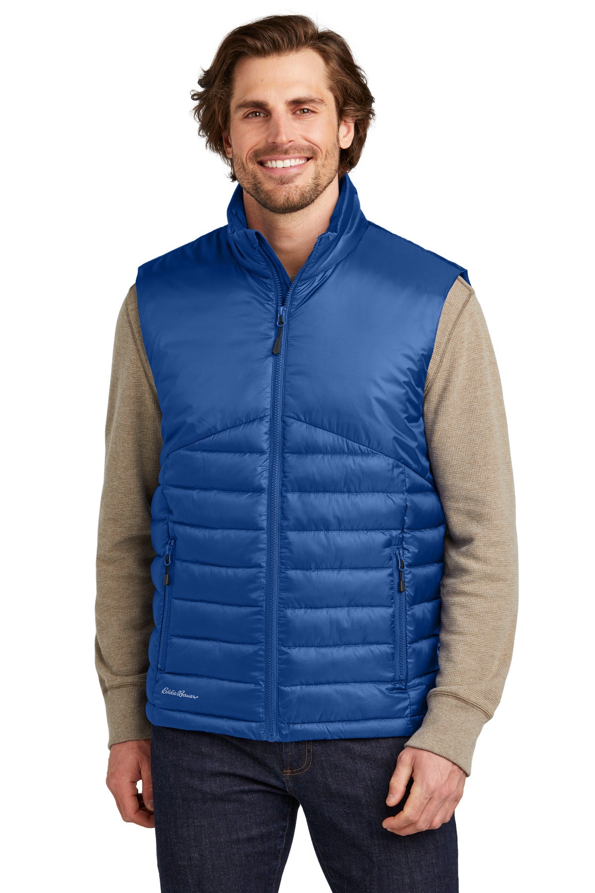 Front View of CobaltBl Eddie Bauer Quilted Vest EB512 - XS