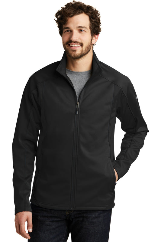 Front View of Black/Black Eddie Bauer Trail Soft Shell Jacket. EB542 - XS