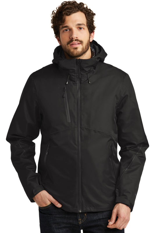 Front View of Black Eddie Bauer WeatherEdge Plus 3-in-1 Jacket. EB556 - XS