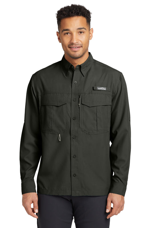 Front View of Boulder Eddie Bauer - Long Sleeve Performance Fishing Shirt. EB600 - XS