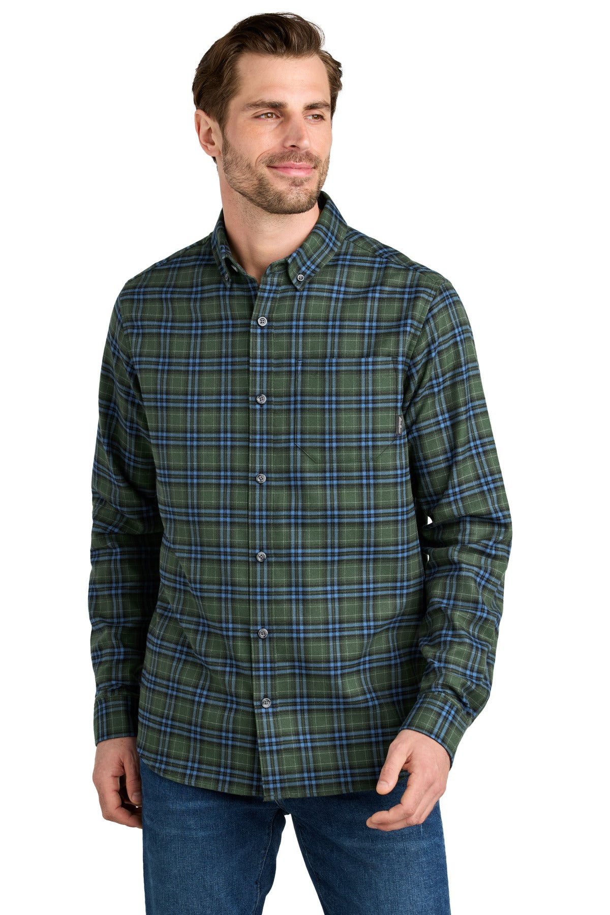SanMar EB610_softoliveplaid_model_front.jpg
