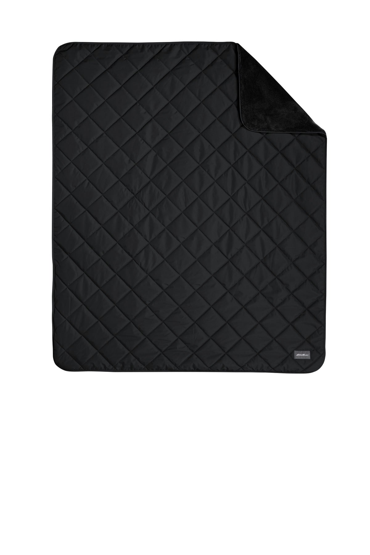 Front View of Black Eddie Bauer Quilted Insulated Fleece Blanket EB751