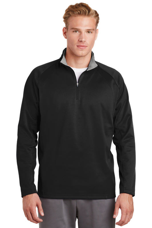 Front View of Black/Silver Sport-Tek Sport-Wick Fleece 1/4-Zip Pullover. F243 - XS