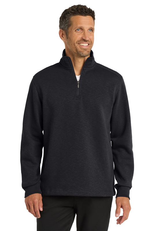 Front View of Black Port Authority Slub Fleece 1/4-Zip Pullover. F295 - XS