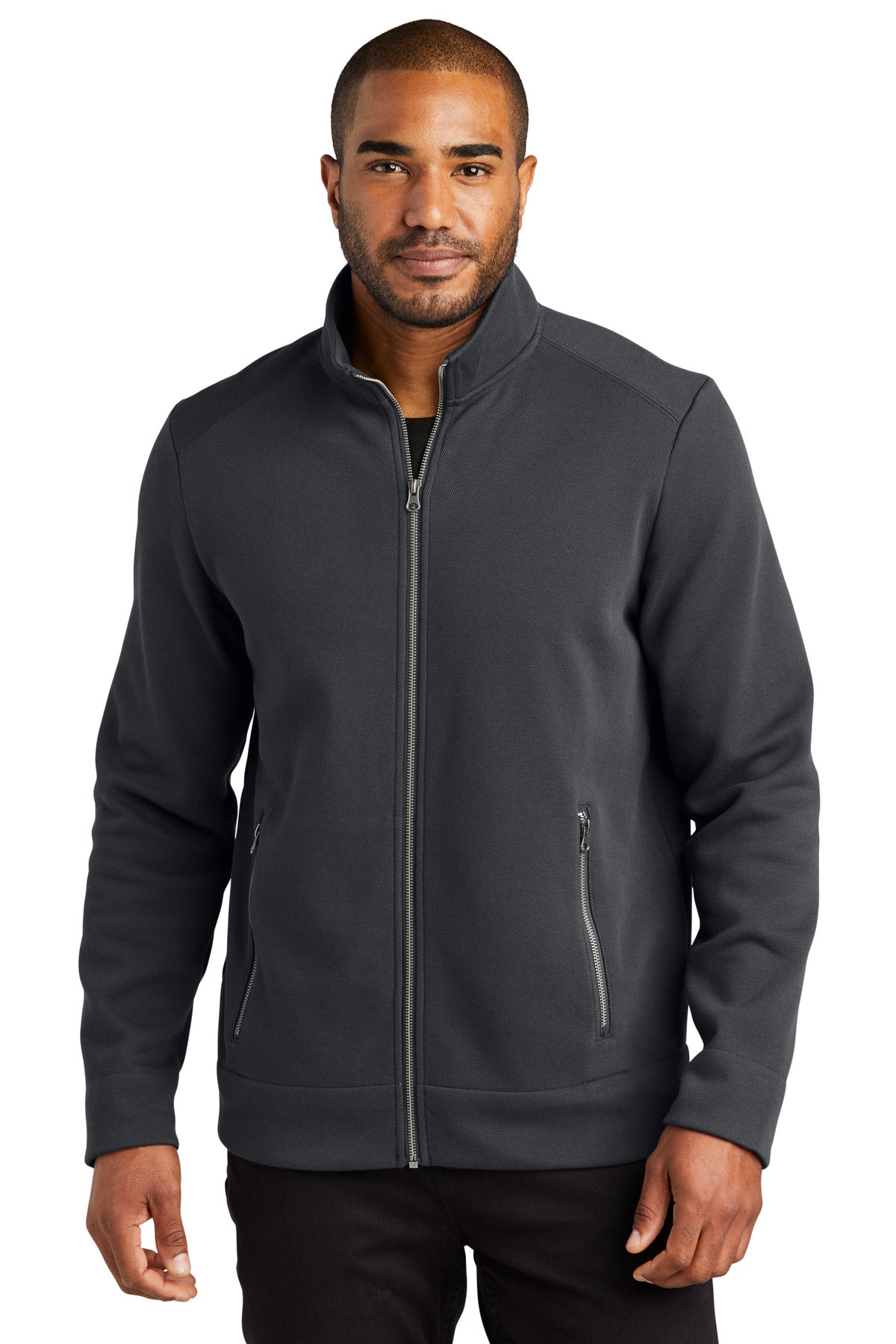 Front View of Charcoal Port Authority Network Fleece Jacket F422 - XS