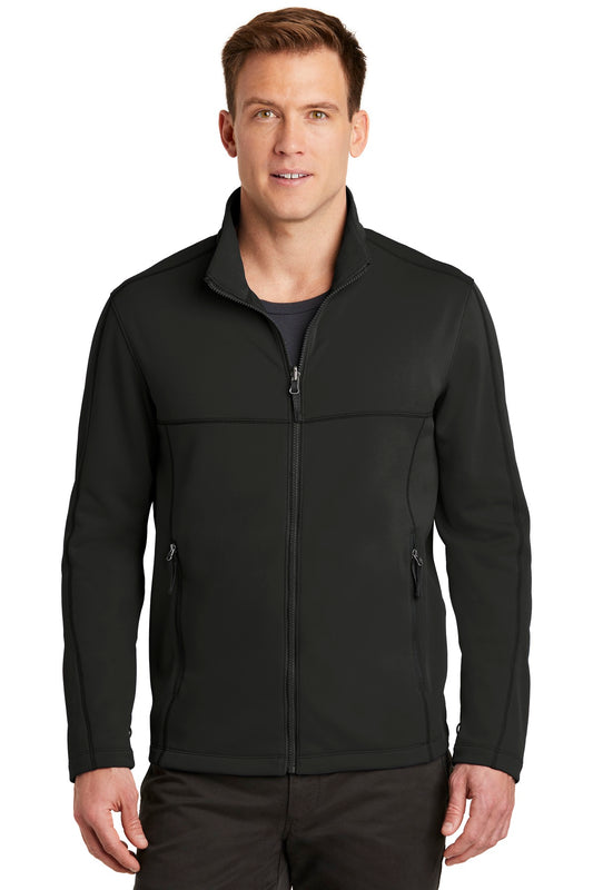 Front View of Deep Black Port Authority Collective Smooth Fleece Jacket. F904 - XS