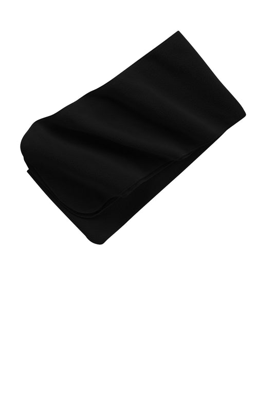 Front View of Black Port Authority Extra Long Fleece Scarf. FS03