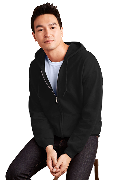 Black Gildan® Heavy Blend™ Adult Full-Zip Hooded Sweatshirt - S
