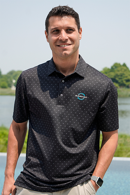 Black Greg Norman Micro Pique Spinner Print Polo - S
