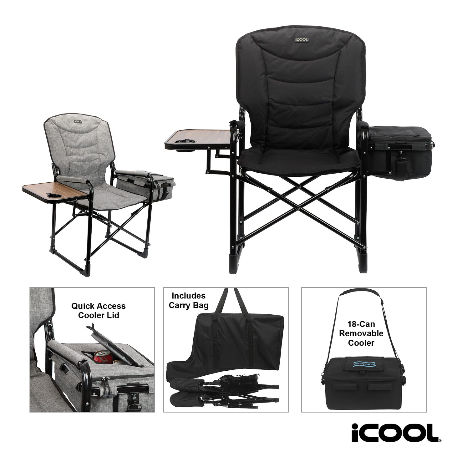 iCOOL Twin Peaks Deluxe Camping Chair With 18-Can Cooler