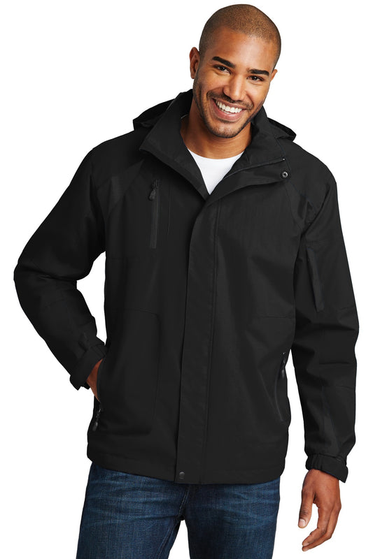 Front View of Black/Black Port Authority All-Season II Jacket. J304 - XS