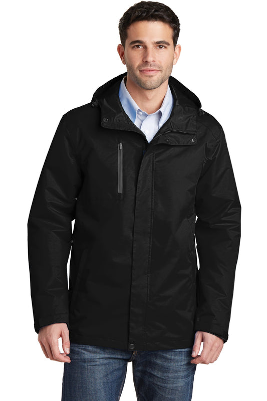 Front View of Black Port Authority All-Conditions Jacket. J331 - XS