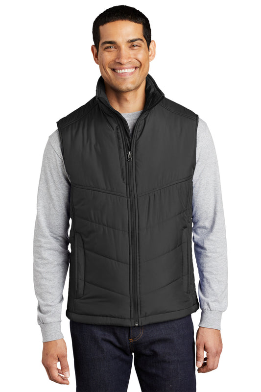 Front View of Black Port Authority Puffy Vest. J709 - XS