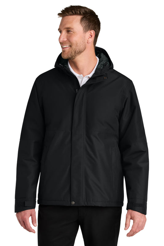 Front View of DeepBlack Port Authority Insulated Heavy Ripstop Jacket J721 - XS