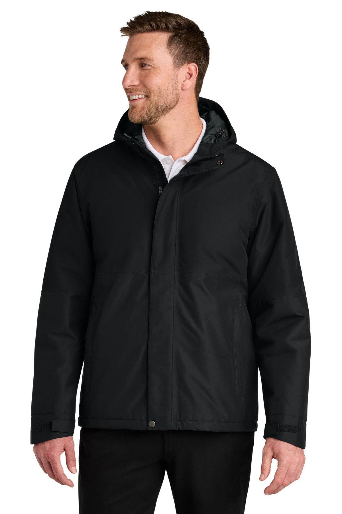 Front View of DeepBlack Port Authority Insulated Heavy Ripstop Jacket J721 - XS