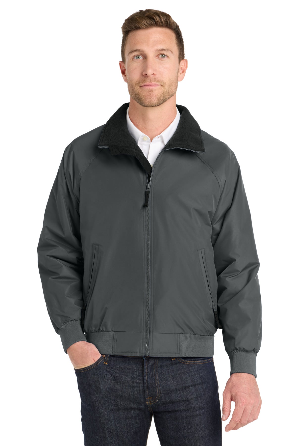 SanMar J754_steelgreytrueblack_model_front.jpg