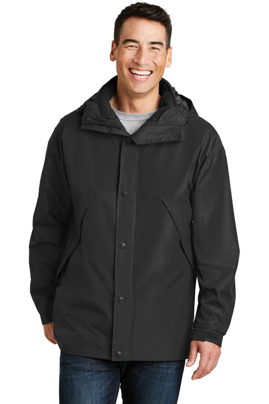 Front View of Black/Black Port Authority 3-in-1 Jacket. J777 - XS