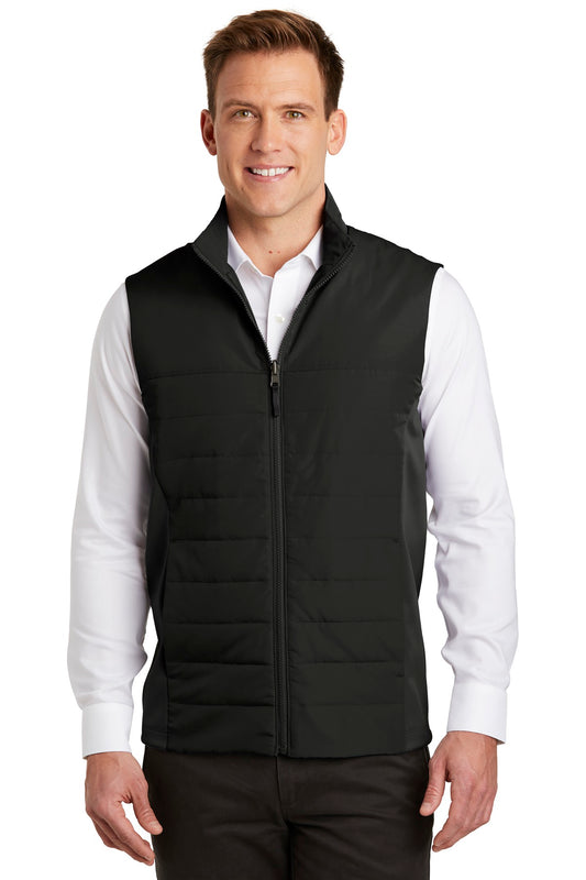 Front View of Deep Black Port Authority Collective Insulated Vest. J903 - XS