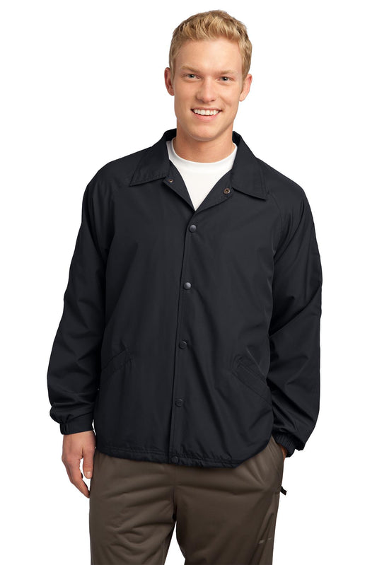 Front View of Black Sport-Tek Sideline Jacket. JST71 - XS