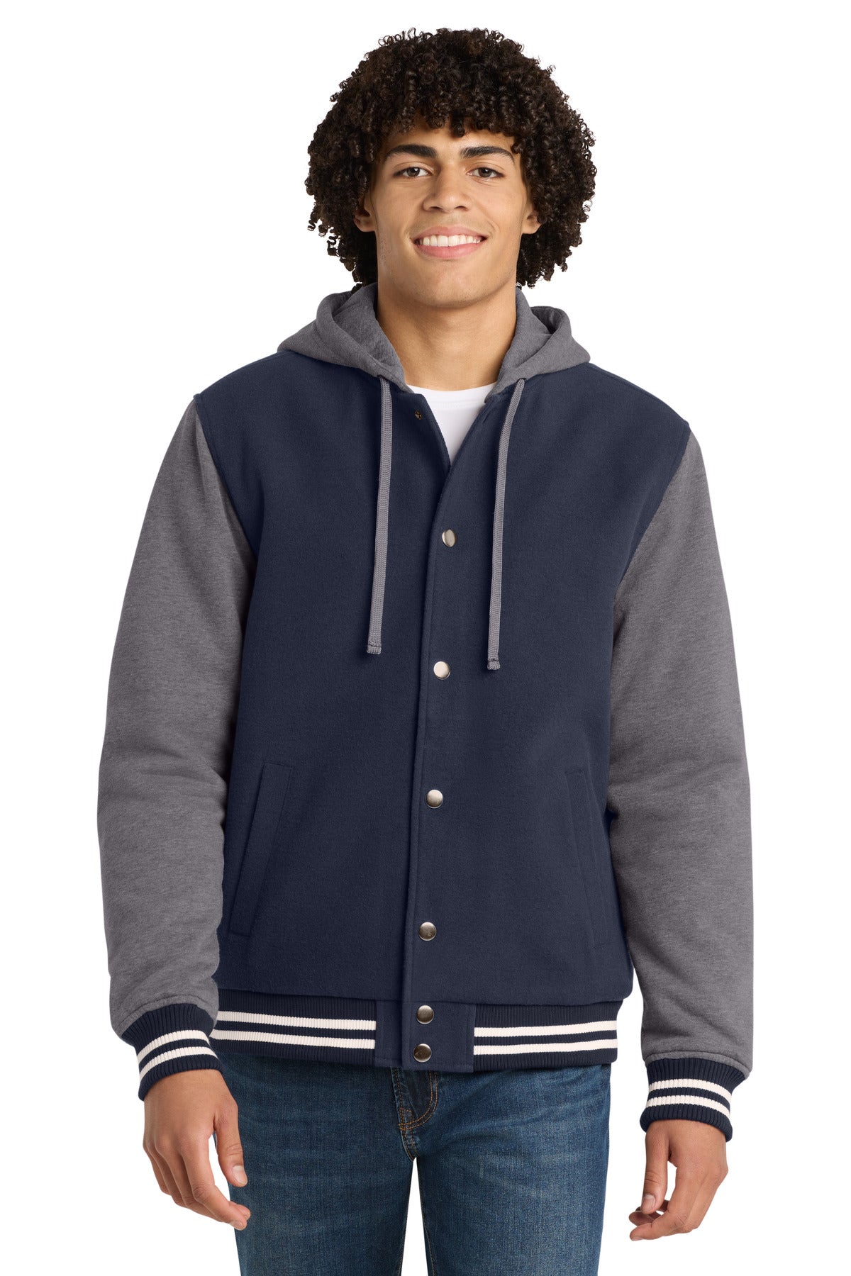 SanMar JST82_truenavyvintageheather_model_front.jpg