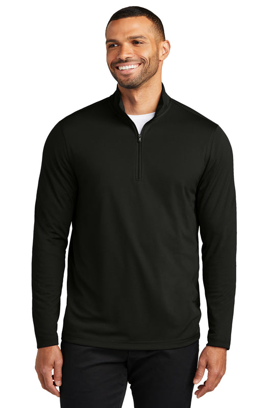 Front View of DeepBlack Port Authority Dry Zone UV Micro-Mesh 1/4-Zip K112 - XS