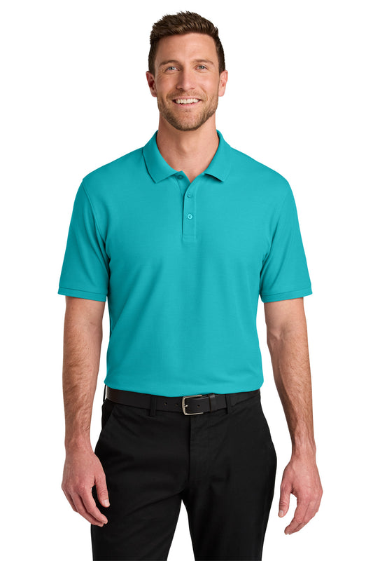 Front View of Aquamarine Port Authority Wearever Signature Pique Polo K200 - XS