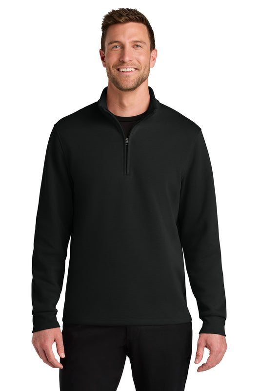 Front View of DeepBlack Port Authority Wearever Signature Double Pique 1/4-Zip K210 - XS