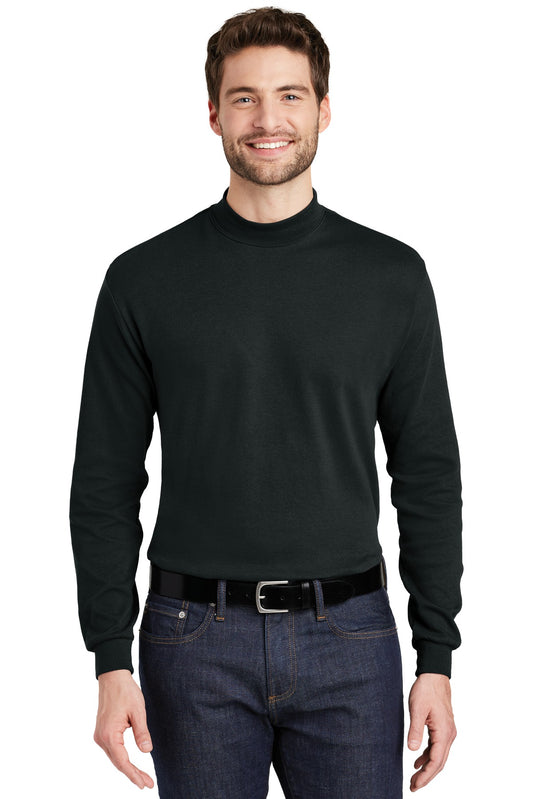 Front View of Black Port Authority Interlock Knit Mock Turtleneck. K321 - XS