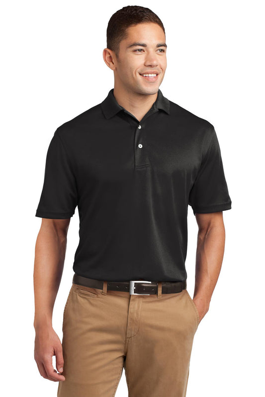 Front View of Black Sport-Tek Tall Dri-Mesh Polo. TK469 - 4XLT