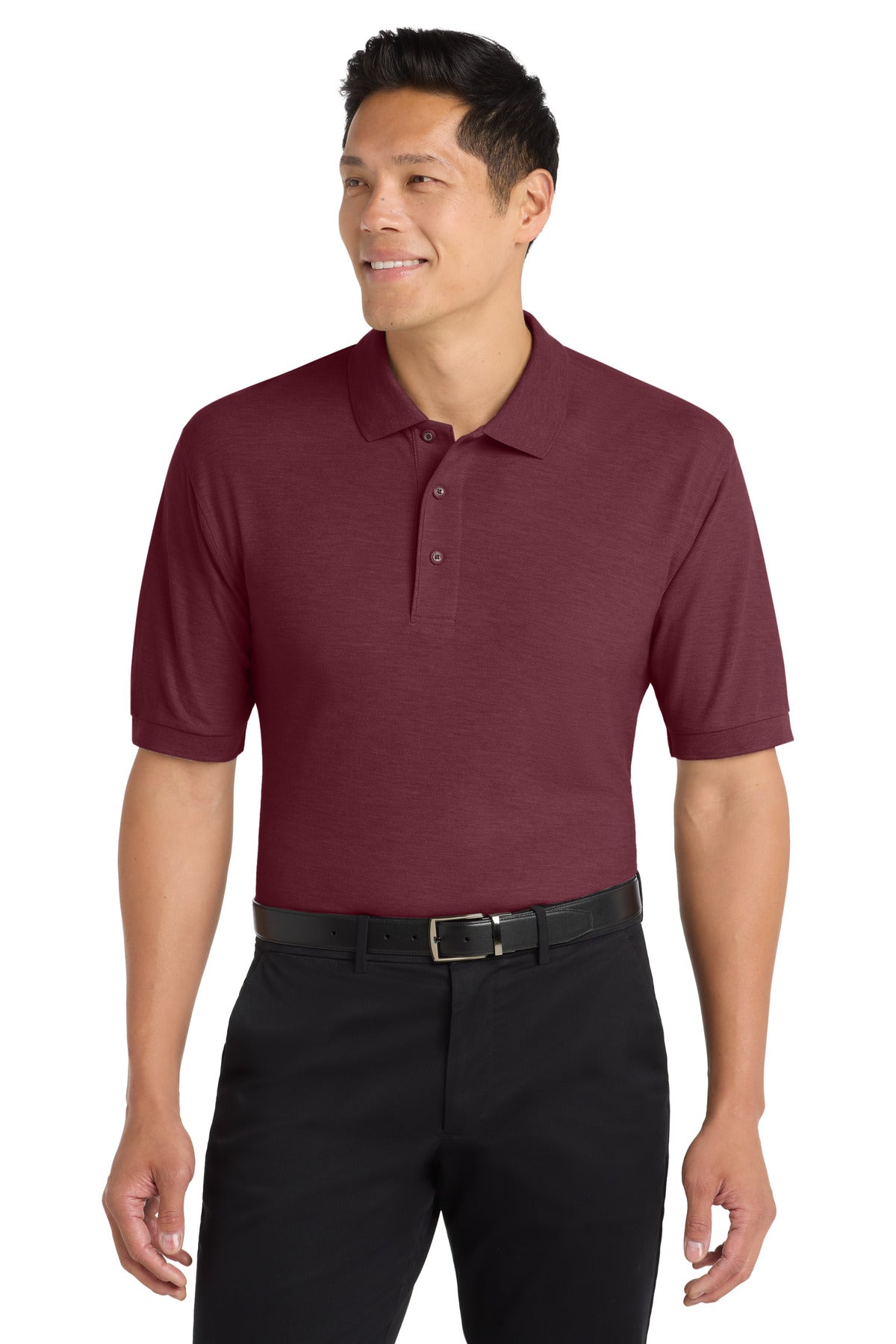 SanMar K500_burgundy_model_front.jpg