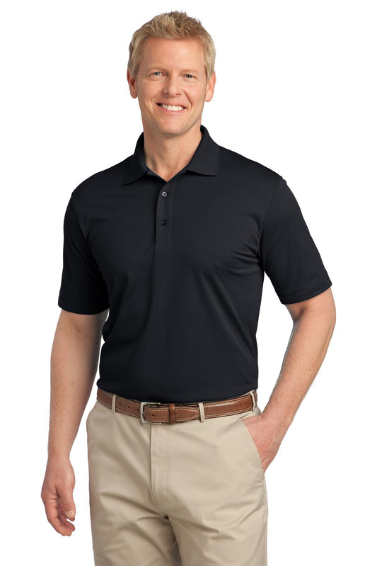 Front View of Black Port Authority Tech Pique Polo. K527 - XS