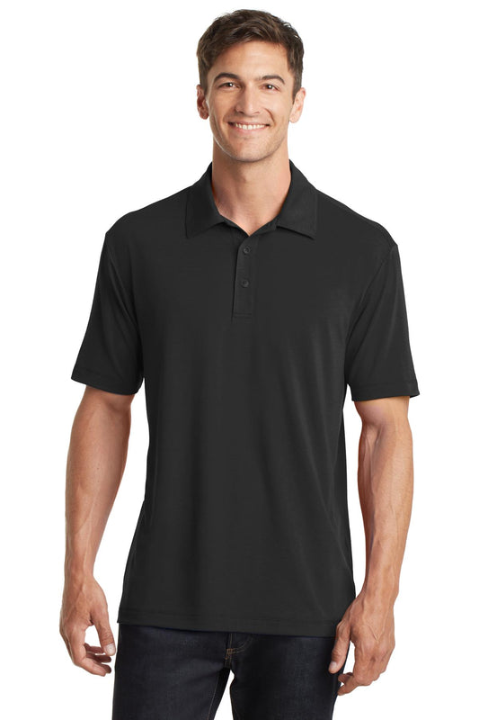 Front View of Black Port Authority Cotton Touch Performance Polo. K568 - XS
