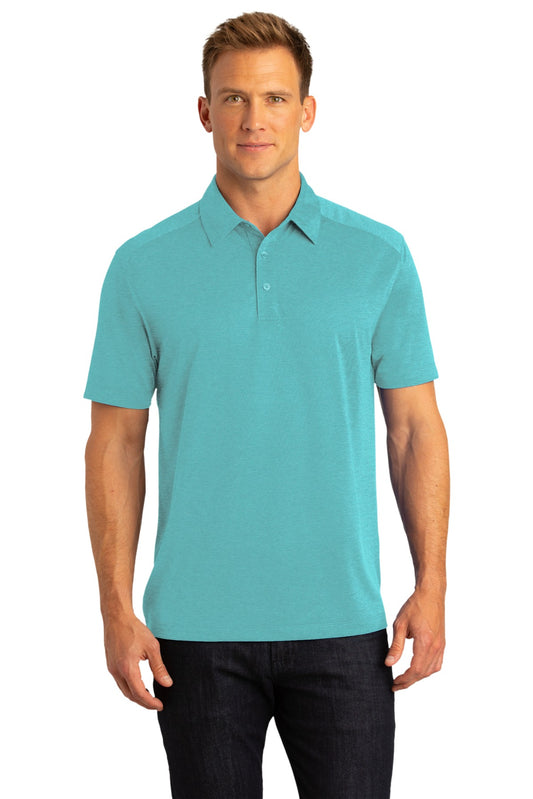 Front View of Maui Blue Port Authority Digi Heather Performance Polo. K574 - XS