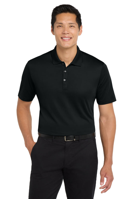 Front View of Deep Black Port Authority Eclipse Stretch Polo. K587 - XS