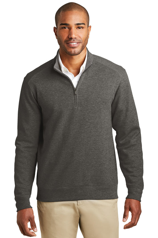 Front View of Char He/MH Gry Port Authority Interlock 1/4-Zip. K807 - XS