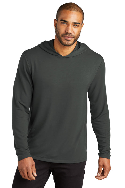 Front View of Charcoal Port Authority Microterry Pullover Hoodie K826 - XS