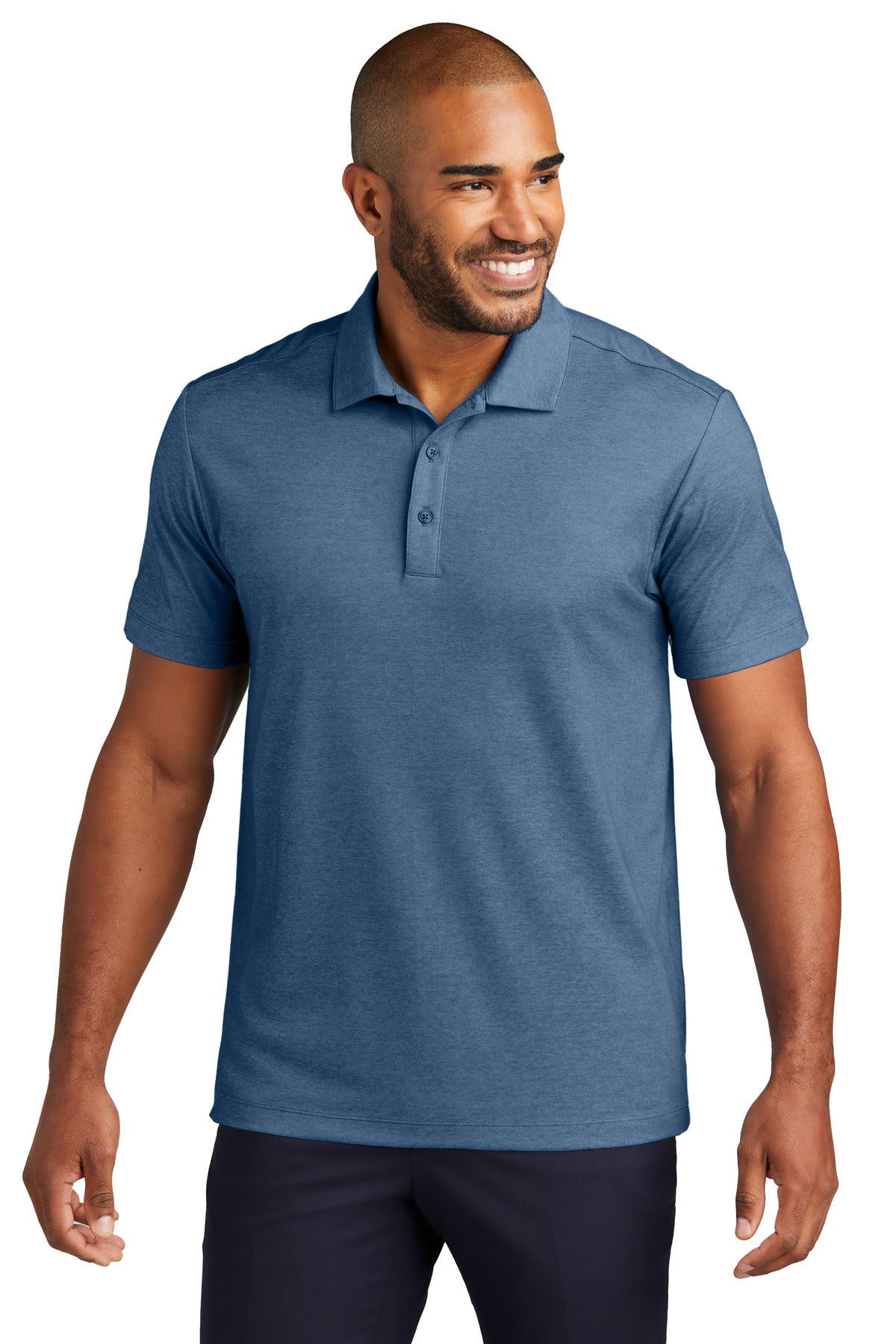 Front View of AegeanBlHt Port Authority Fine Pique Blend Polo K830 - XS