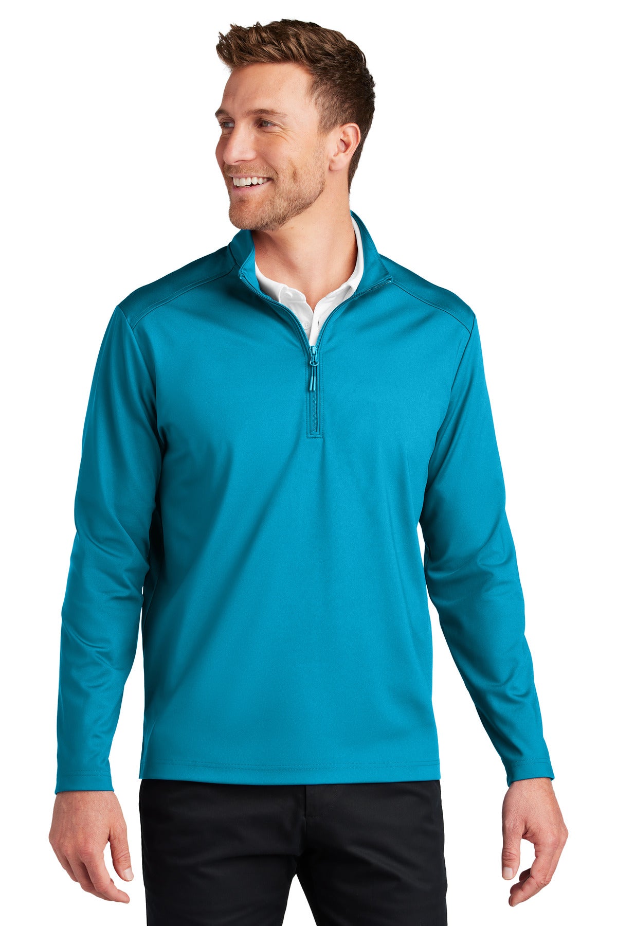 Front View of ParcelBlue Port Authority C-FREE Double Knit 1/4-Zip K880 - XS