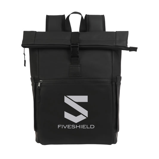 Casey PU Roll-Top Laptop Backpack