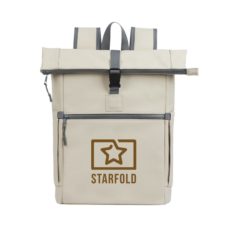 Casey PU Roll-Top Laptop Backpack