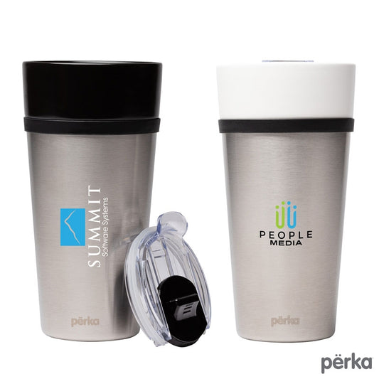 N/A Perka® Linden 14 oz. Double Wall Ceramic Tumbler w/ Stainless Steel Outer