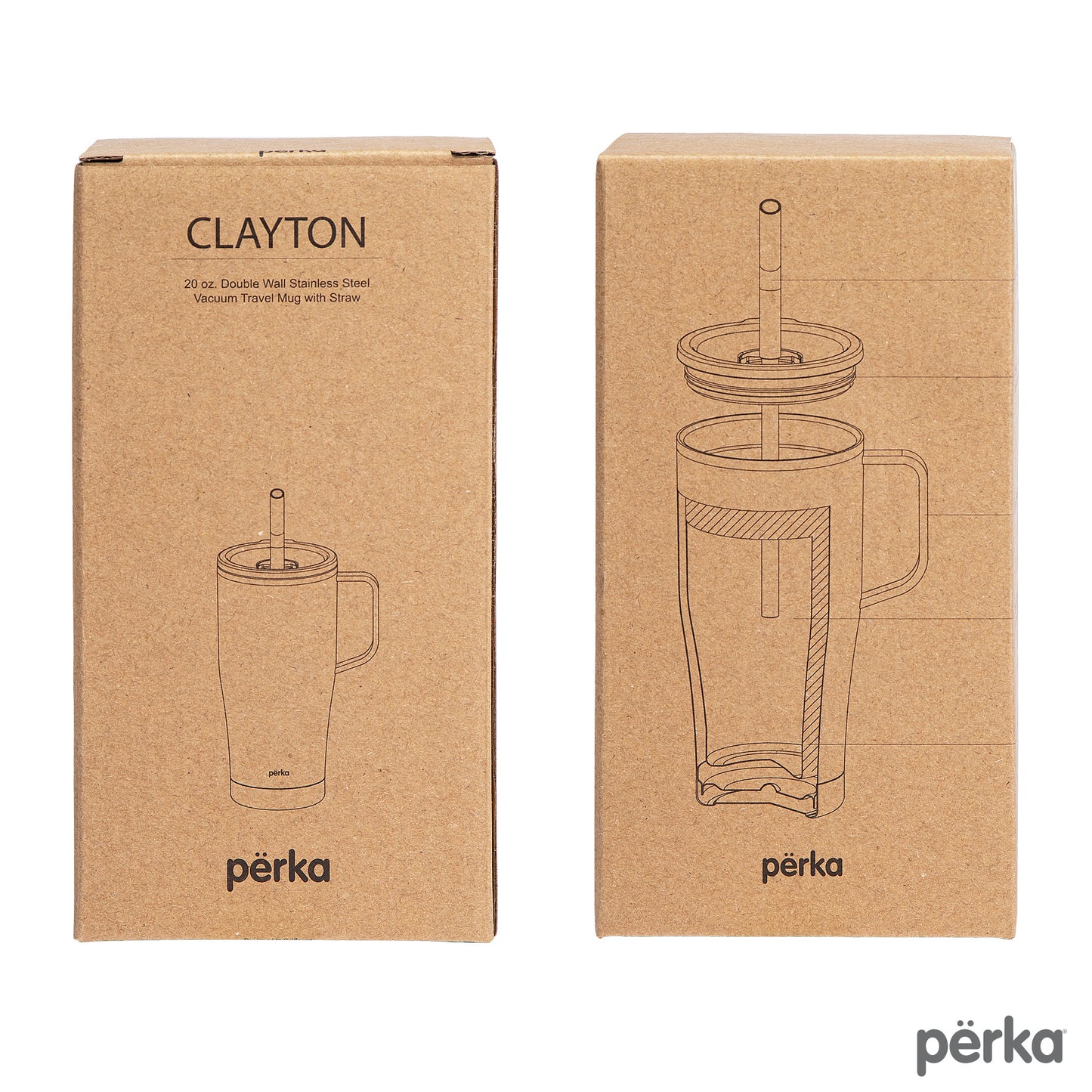 Perka® Clayton 20 oz. Double Wall, Stainless Steel Travel Mug