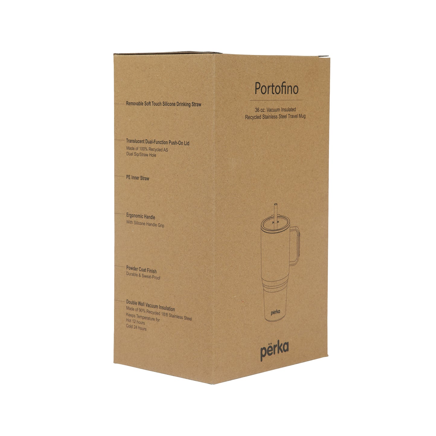 Perka® Portofino 36 oz. Double Wall Recycled Stainless Steel Travel Mug