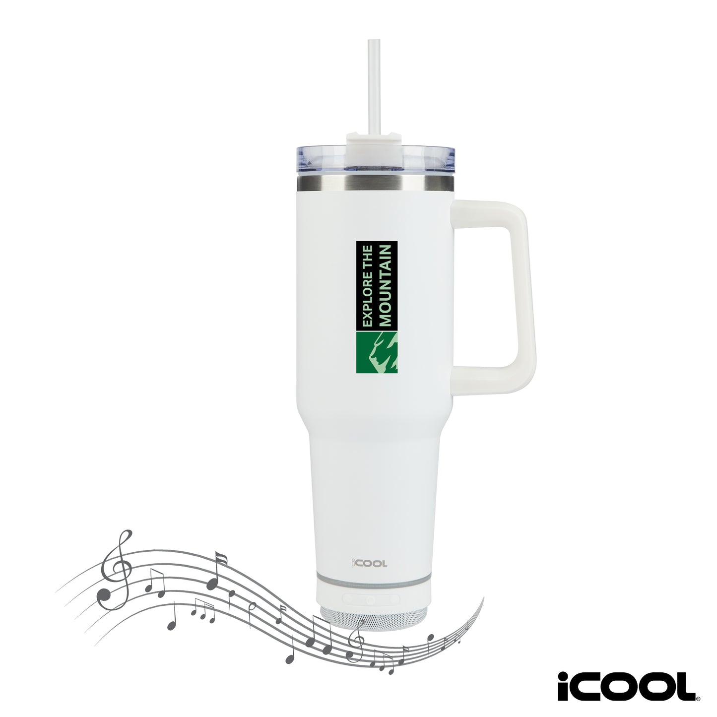 iCOOL® Borrego 40 oz. Double Wall, Stainless Steel Travel Mug with Speaker
